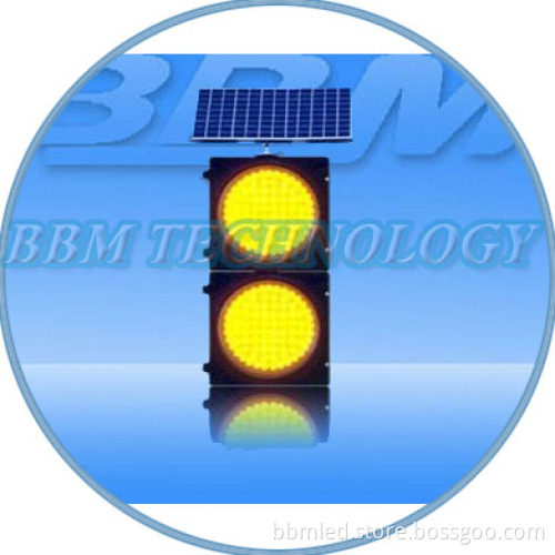 200mm Yellow Blinking Solar Warning Traffic Light for Two Units